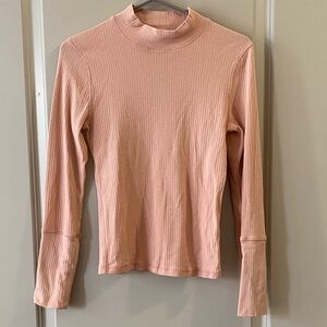 Free People Blush Ribbed Long Sleeve Top